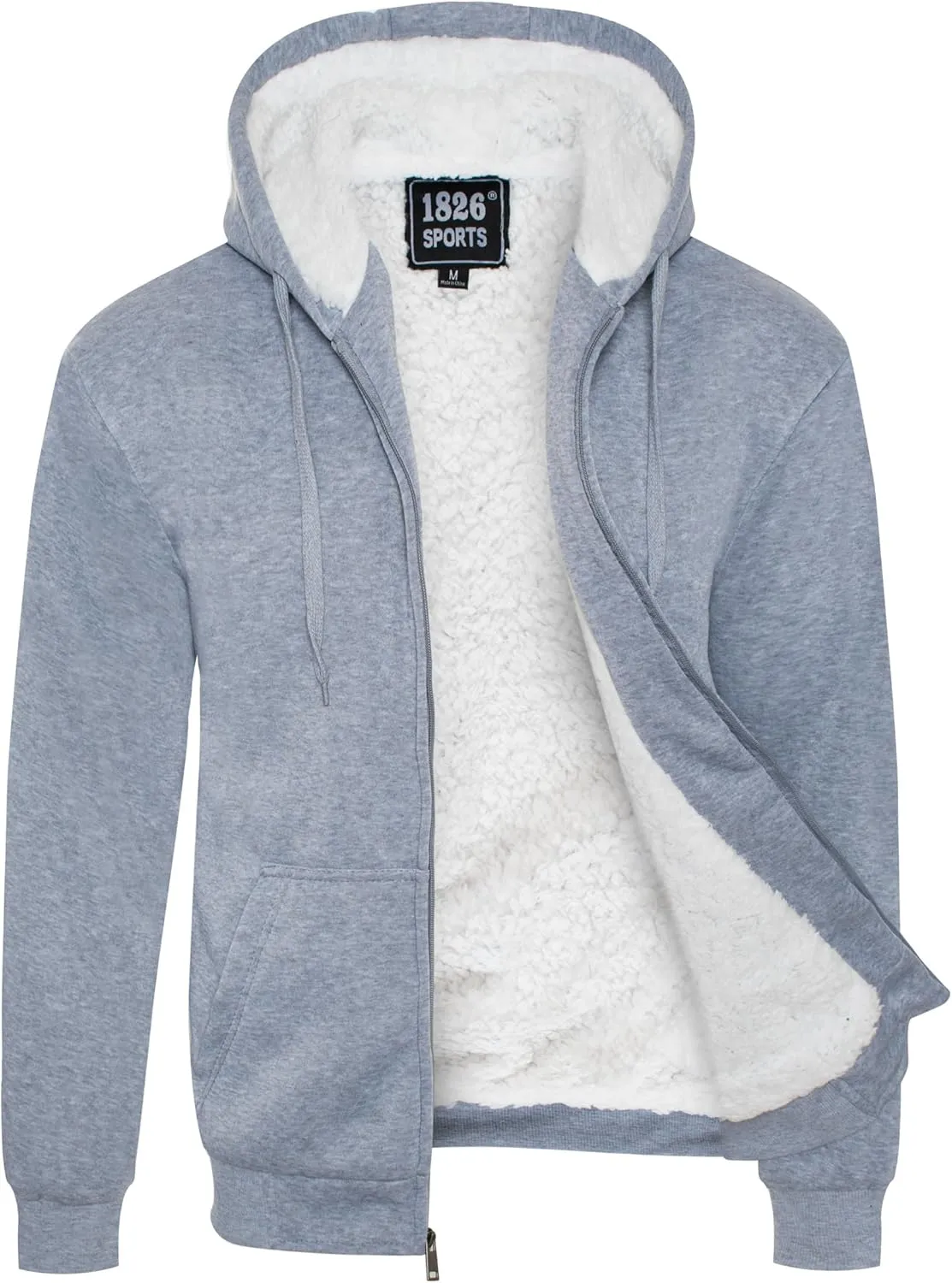 1826 Men's Ultra Soft Sherpa Lined Hoodie - Full Zip Fleece Lining Winter Sweatshirts