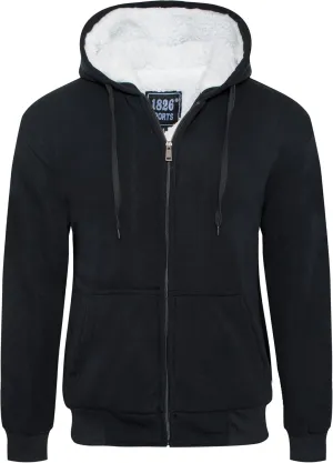 1826 Men's Ultra Soft Sherpa Lined Hoodie - Full Zip Fleece Lining Winter Sweatshirts