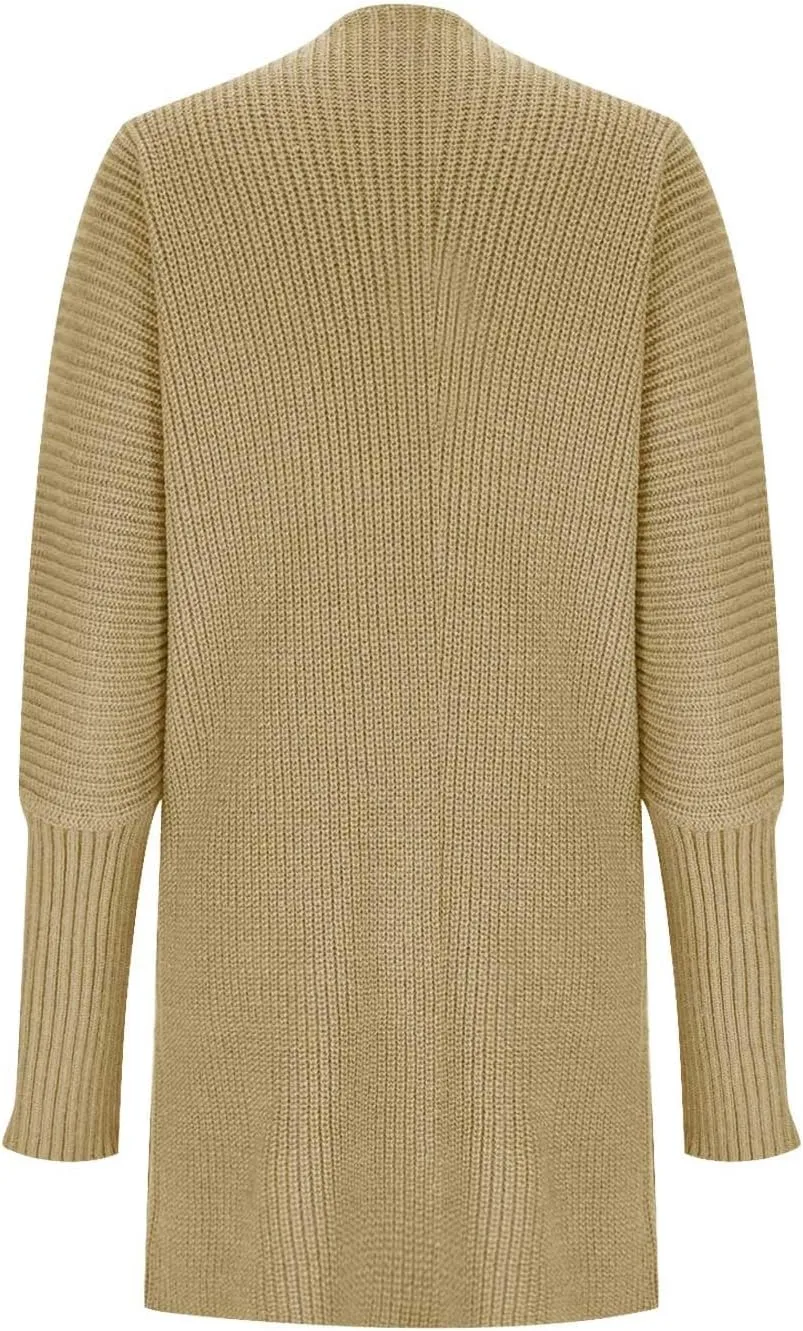 2023 Fall Casual Cardigan Sweaters for Women Long Sleeve Full Zipper Oversized Chunky Knit Cardigans Jacket Coat