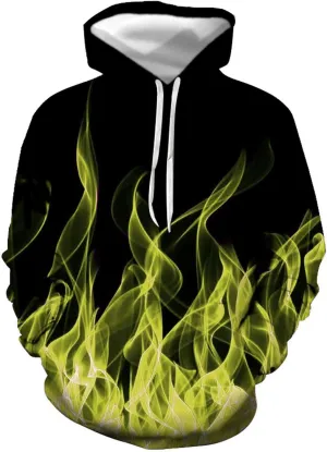 3D Flame Print Hoodies for Men Women Long Sleeves Casual Shirt Hooded Pullover Loose Tops with Pockets