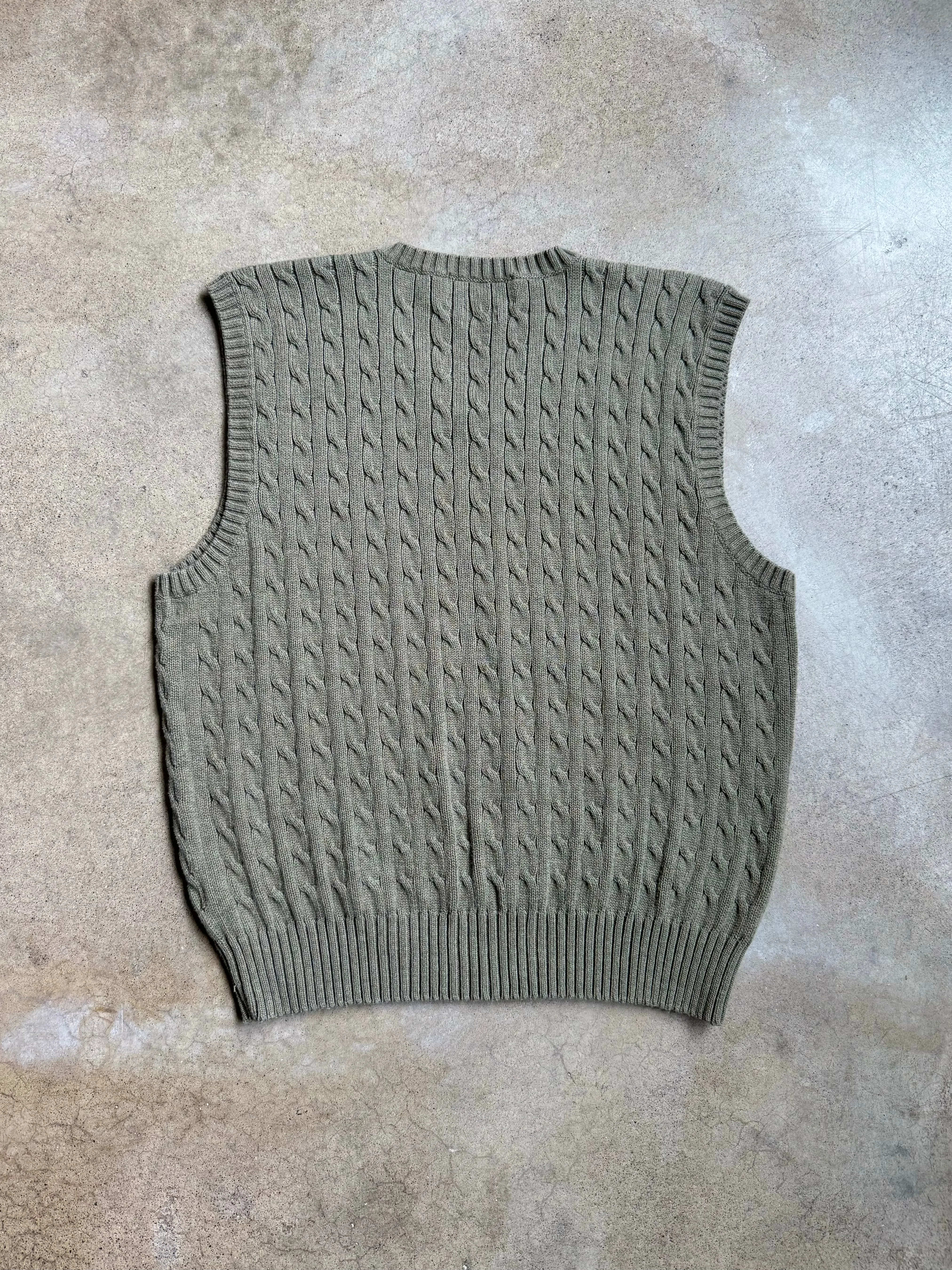 90s Vintage Polo Ralph Lauren Cotton Cable Knit Sweater Vest (L)