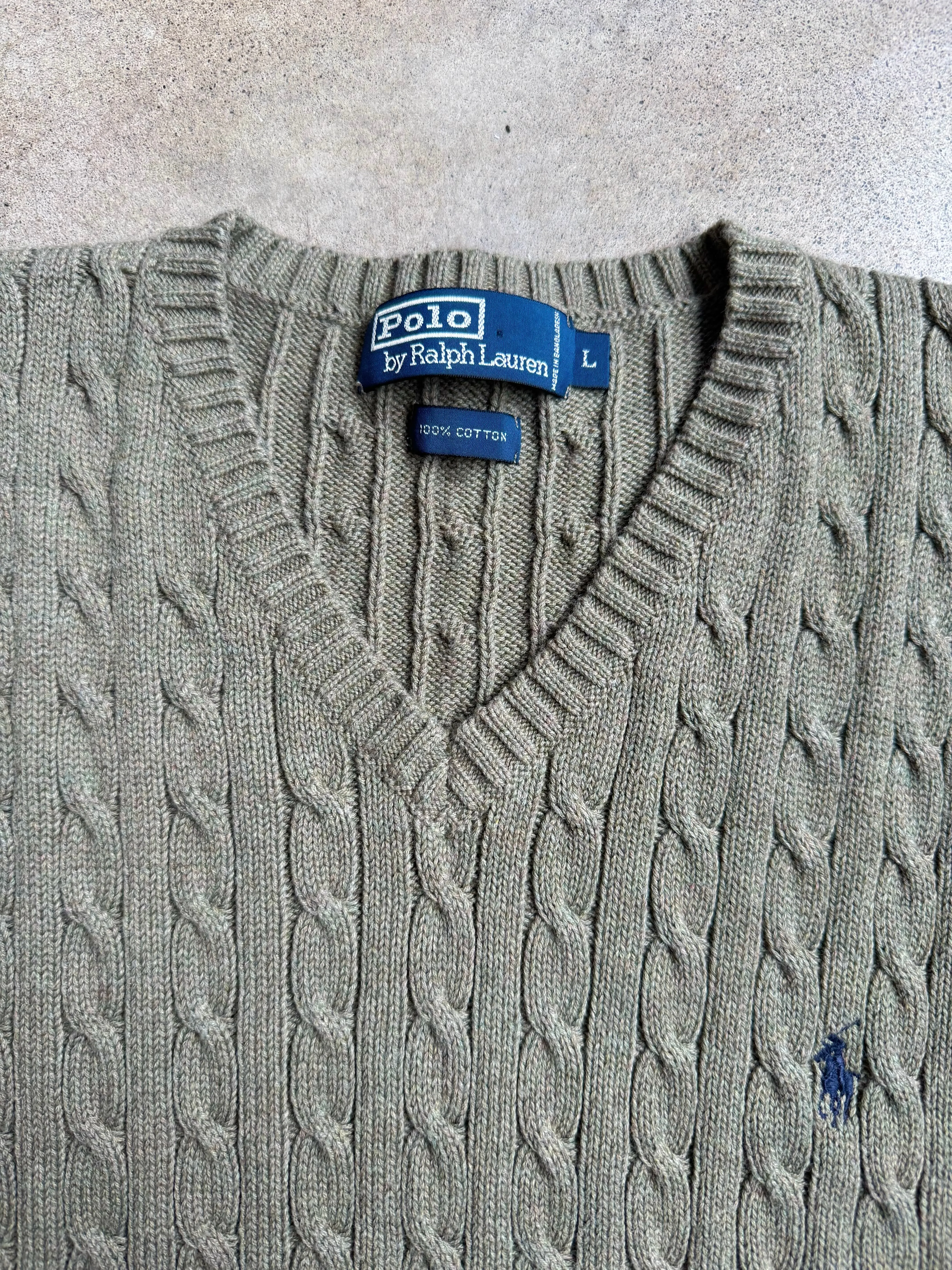 90s Vintage Polo Ralph Lauren Cotton Cable Knit Sweater Vest (L)