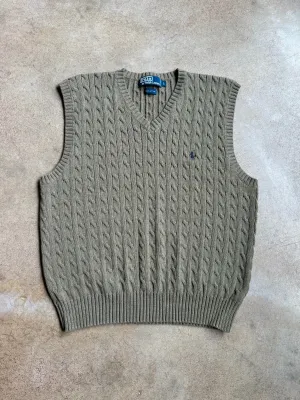 90s Vintage Polo Ralph Lauren Cotton Cable Knit Sweater Vest (L)