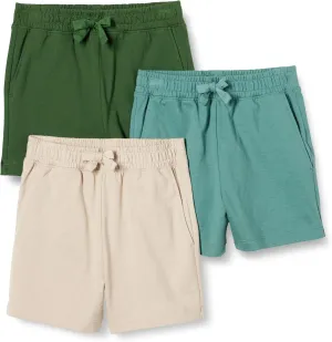 Amazon Essentials Boys and Toddlers' Cotton Jersey Shorts, Pack of 3