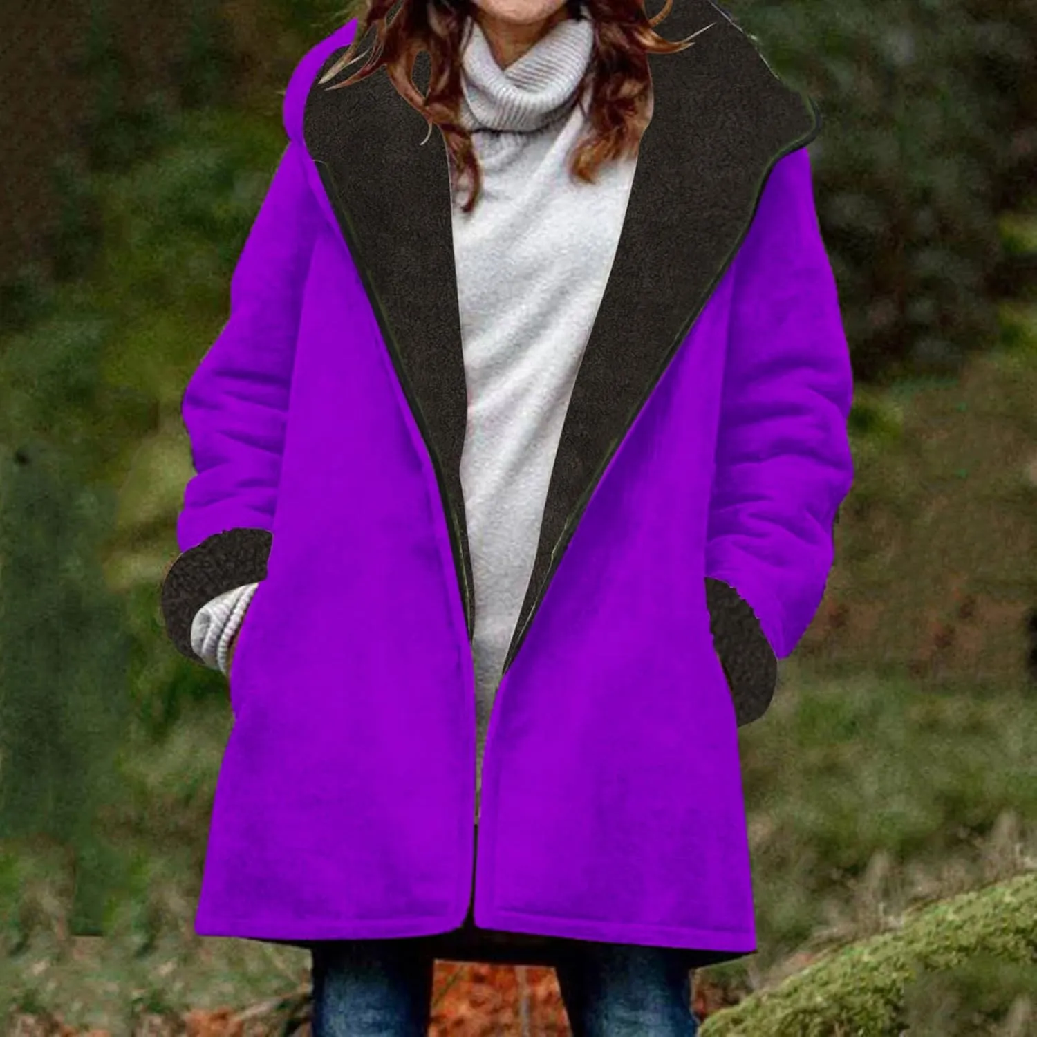 Anjikang Zip Up Fleece Jackets Women Winter Warm Sherpa Lined Hooded Coats Cozy Fuzzy Heavyweight Outwear Jacket with Pockets