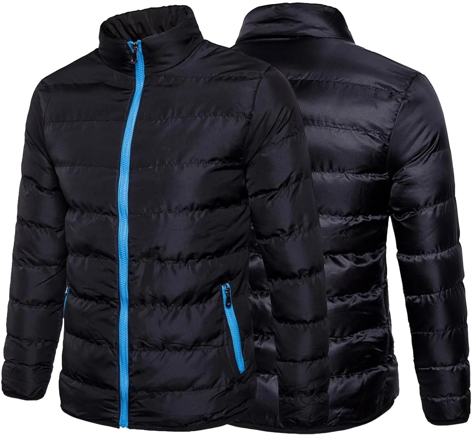 BIFUTON Winter Jackets for Men Lightweight Puffer Jacket Zip Up Quilted Jackets Stand Up Collar Packable Down Coat Jacket Top