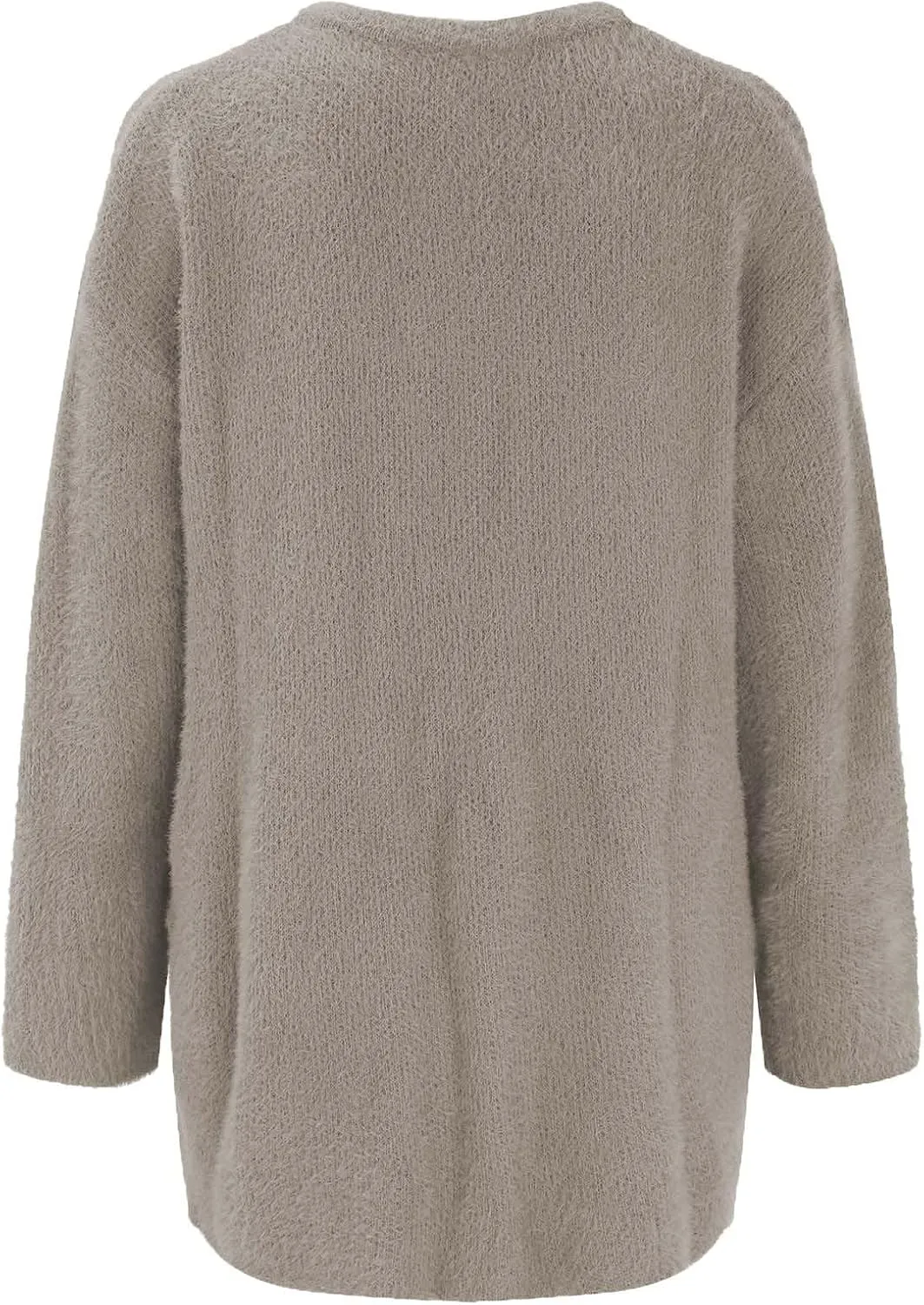 Black Trench Coat Women,Women's Wool Coat Slim Trench Long Coat Fall Winter Elegant Round Neck Straight Sweaters