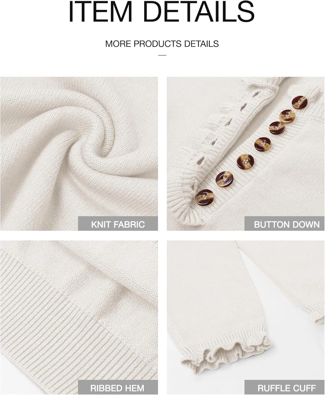 BTFBM Womens Sweaters Fall Winter Clothes 2025 Long Sleeve Button Down Ruffle Crew Neck Casual Knitted Pullover Tops