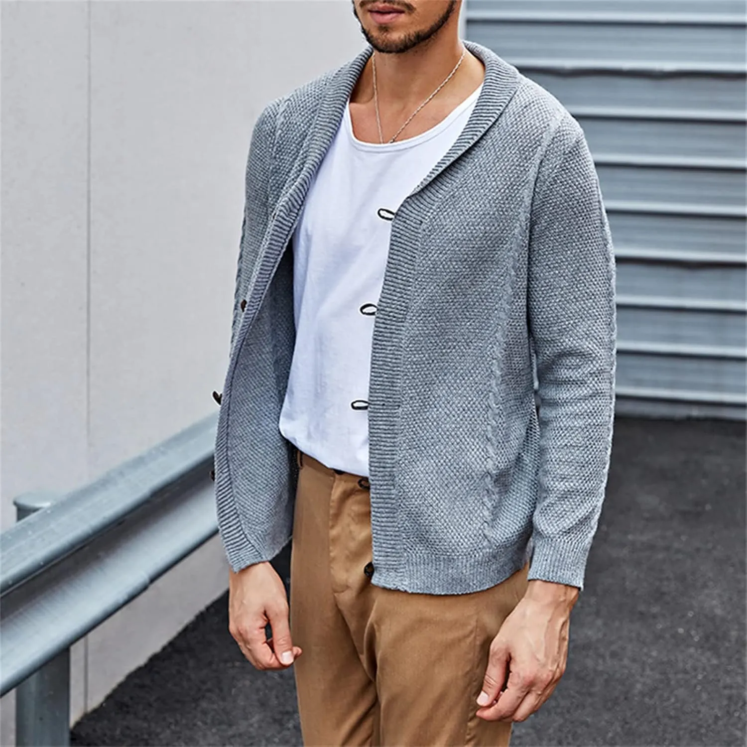 Button Down Cardigan for Men Lightweight Sweaters Cable Knit Sweater Long Sleeve Casual Shirts Oversized Fall Coat
