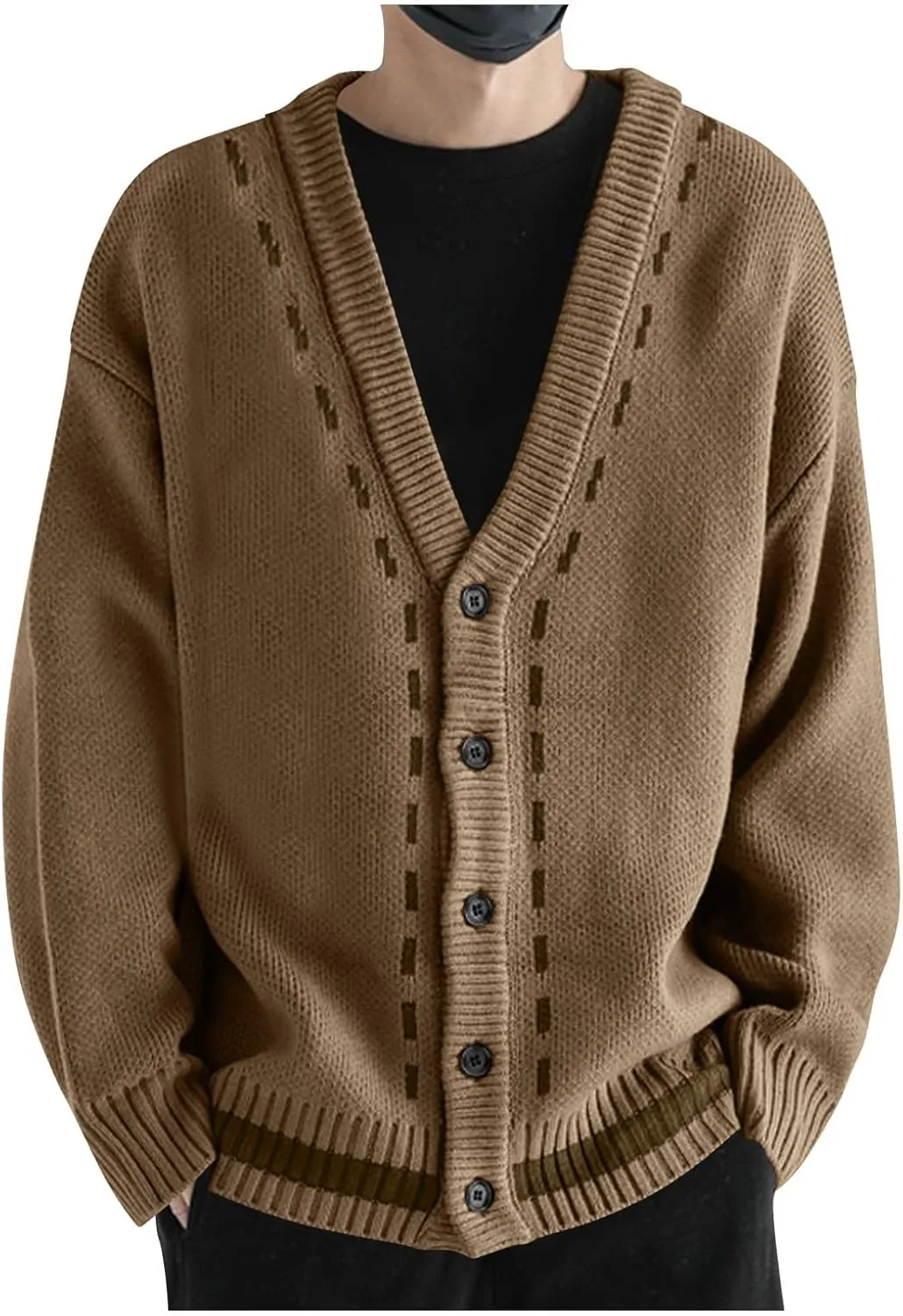 Button Down Cardigan Men V Neck Cable Knit Sweater Casual Knit Cardigan Plus Size Solid Color Sweater Winter Sweaters