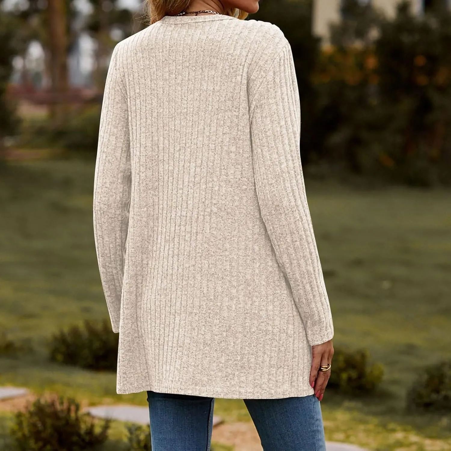 Cardigan for Women Long Sleeve Open Front Button Solid Sweaters Chunky Knit Slouchy Dropped Casual Outerwear Tops with Pocket