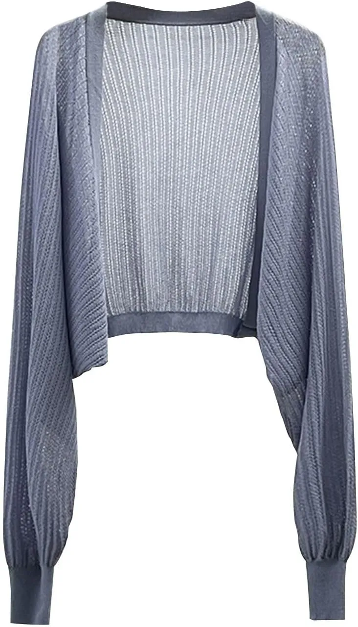 Cardigan for Women Open Front Sun Knit Thin Ice Silk Coat Shawl,Long Sleeve Lightweight Cardigan Bolero Shrug