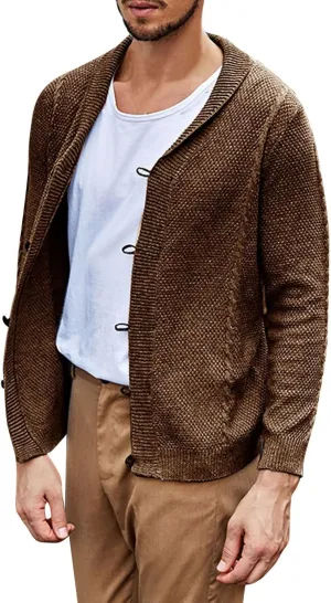Cardigan Men, Men's Fake 2 Piece Shirt Collar Knitted Cardigan, Mens Long Sleeve Button Slim Fit Cardigan Sweaters