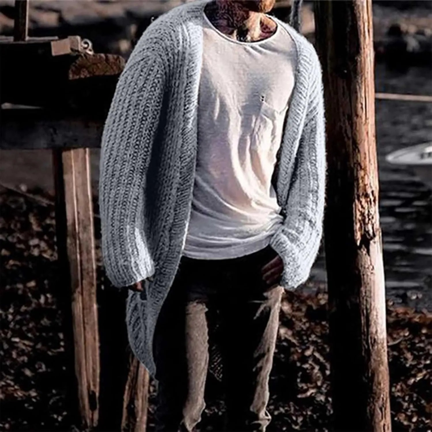 Cardigan Sweaters for Men,Fashion Solid Chunky Knit Wool Blends Button Down Knitted Cardigans Sweater Fall Winter Coat
