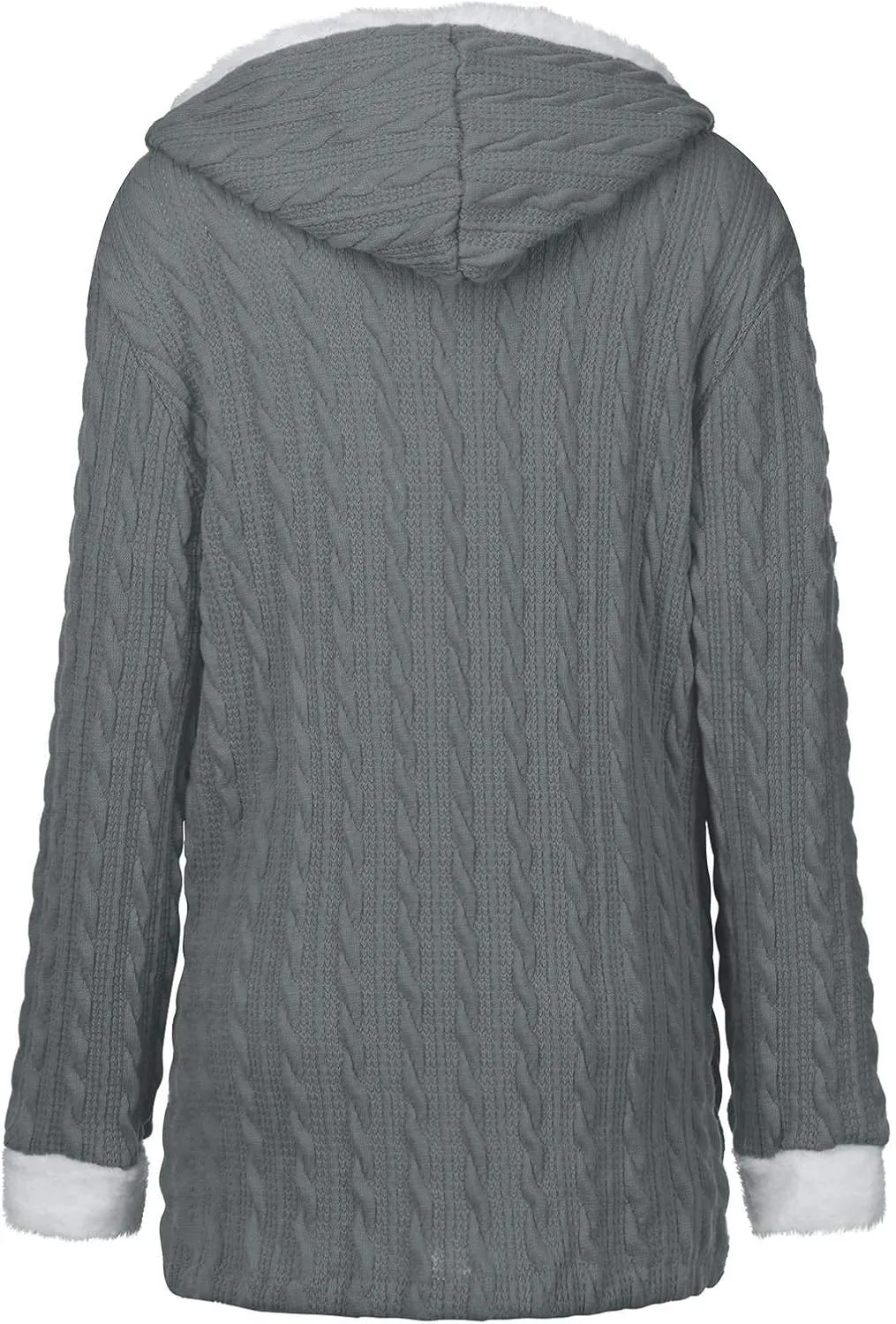 Cardigan Sweaters for Women Hooded Fleece Lined Button Down Front Jackets Winter Coat with Pockets
