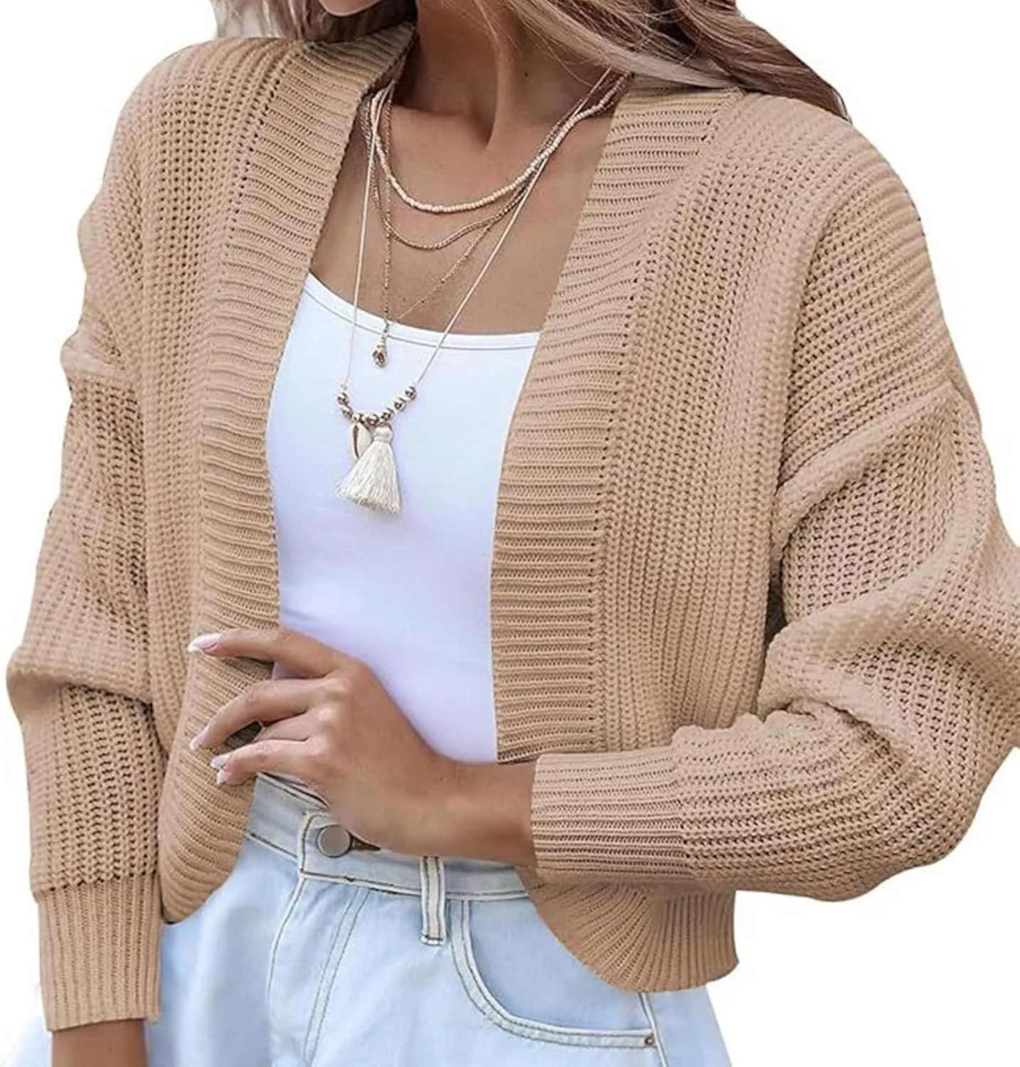 Cardigan Sweaters for Women Lightweight Open Front Cardigans Loose Casual Long Sleeve Cropped Fall Winter Clothes