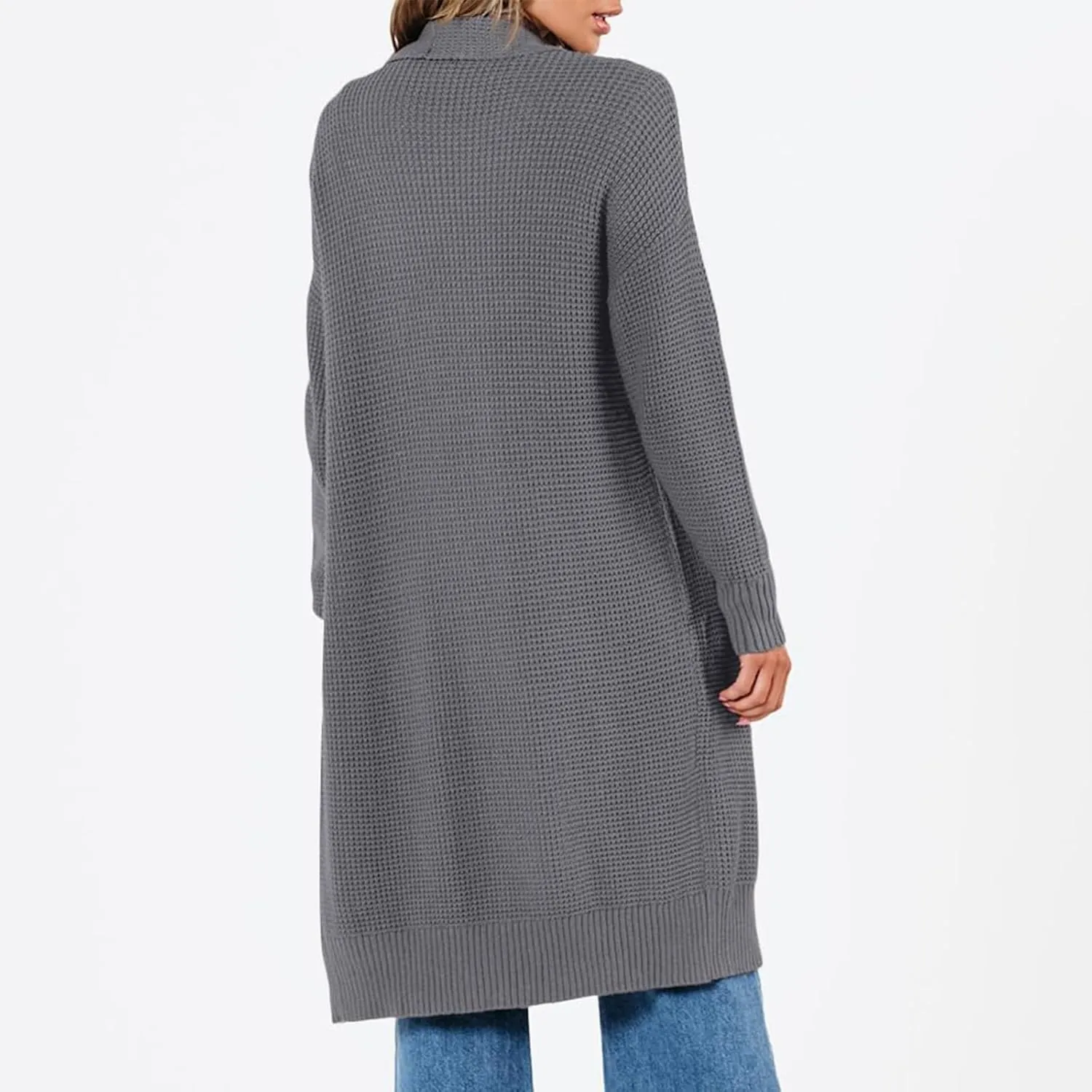 Cardigan Sweaters for Women Open Front Knit Cardigan Long Sleeve Solid Color Sweater Autumn Casual Coat