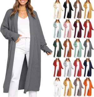Cardigan Sweaters for Women Open Front Knit Cardigan Long Sleeve Solid Color Sweater Autumn Casual Coat