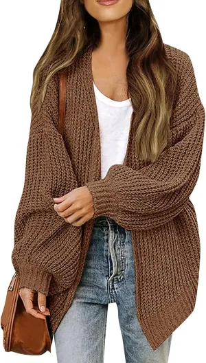 Cardigan Sweaters for Women Open Front Long Sleeve Coat Knit Cropped Sweaters Solid Color Fashion Outwear Cardigan