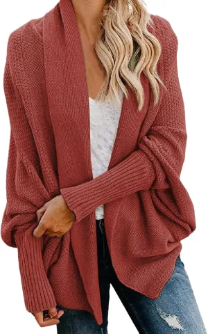 Cardigan Sweaters for Women Oversized Chunky Knit Kimono Slouchy Wrap Batwing Open Front Outwear Coat