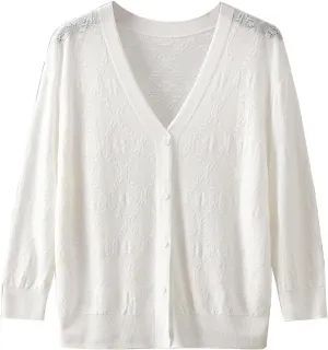Cardigans for Women Long Sleeve Knit Coat V-Neck Button Down Lightweight Cardigan Sweater Open Front Knitwear Jackets