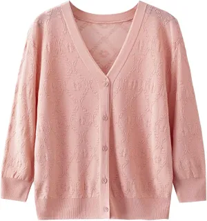 Cardigans for Women Long Sleeve Knit Coat V-Neck Button Down Lightweight Cardigan Sweater Open Front Knitwear Jackets