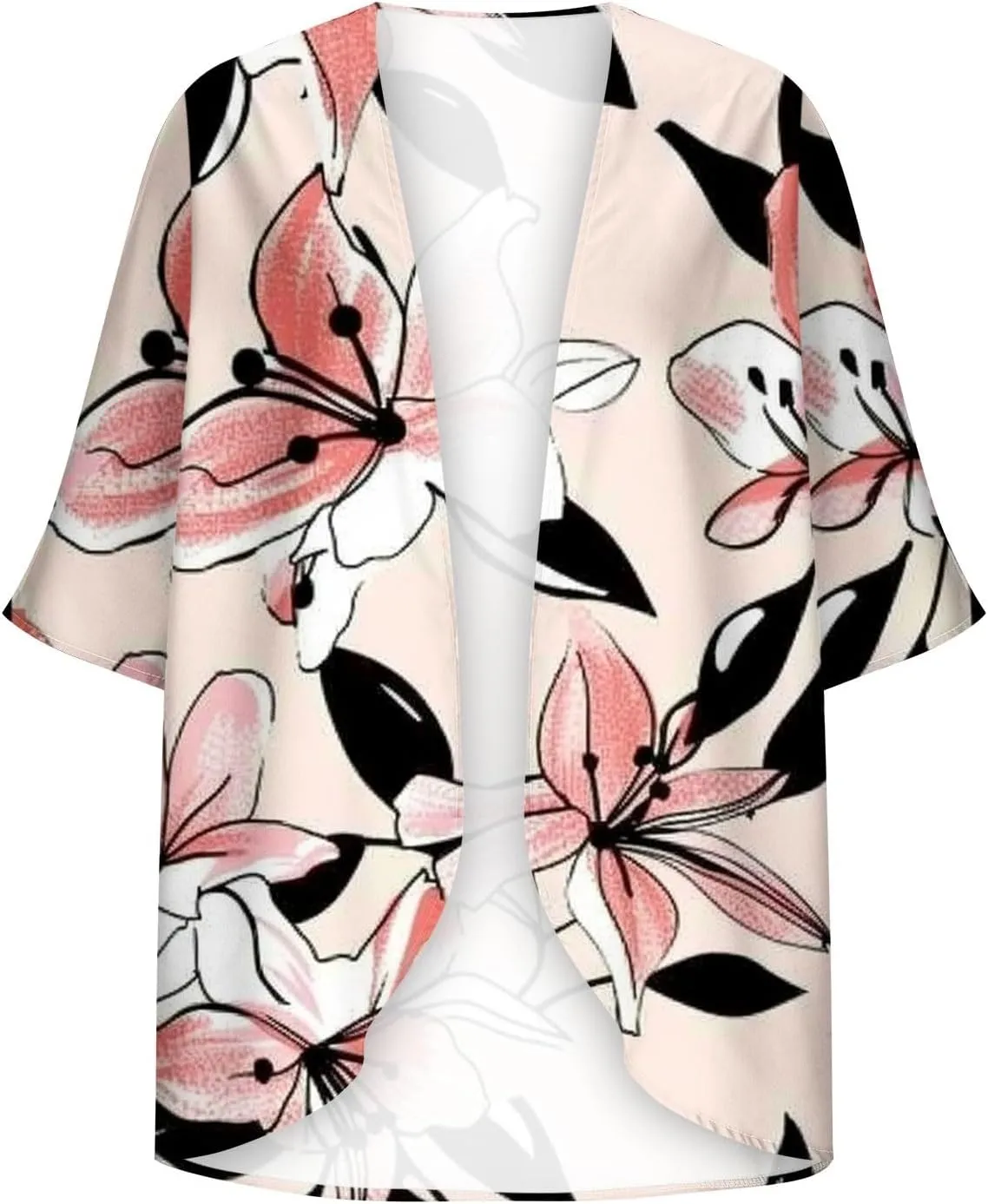Cardigans for Women Trendy 3/4 Sleeve Open Front Cardigan Floral Printed Boho Kimono Summer Vacation Outfits