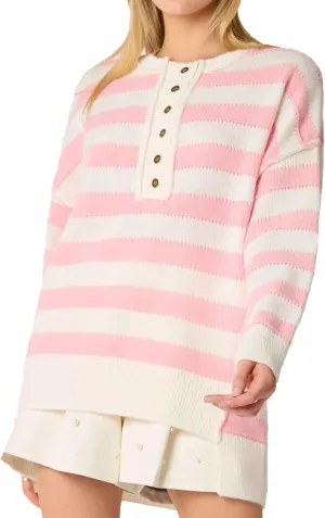 cffvdiz Women's Cable Knit Pullover Sweater Casual Loose Long Sleeve Striped Button Winter Sweater Tops