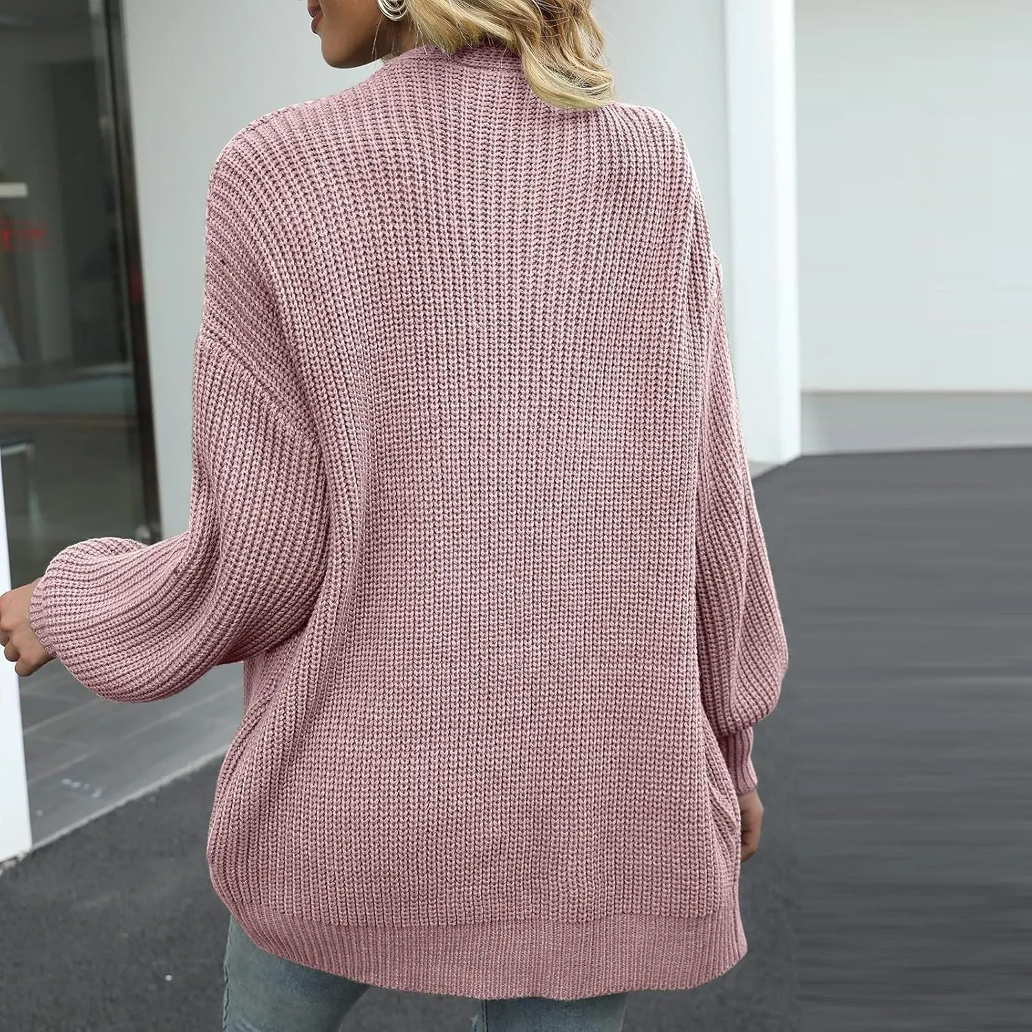 Chunky Cardigan Sweaters for Women Loose Fit Open Front Cardigan Oversized Cable Knit Sweaters with Pockets