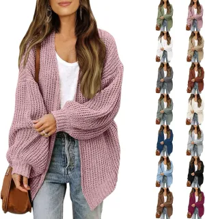 Chunky Cardigan Sweaters for Women Loose Fit Open Front Cardigan Oversized Cable Knit Sweaters with Pockets