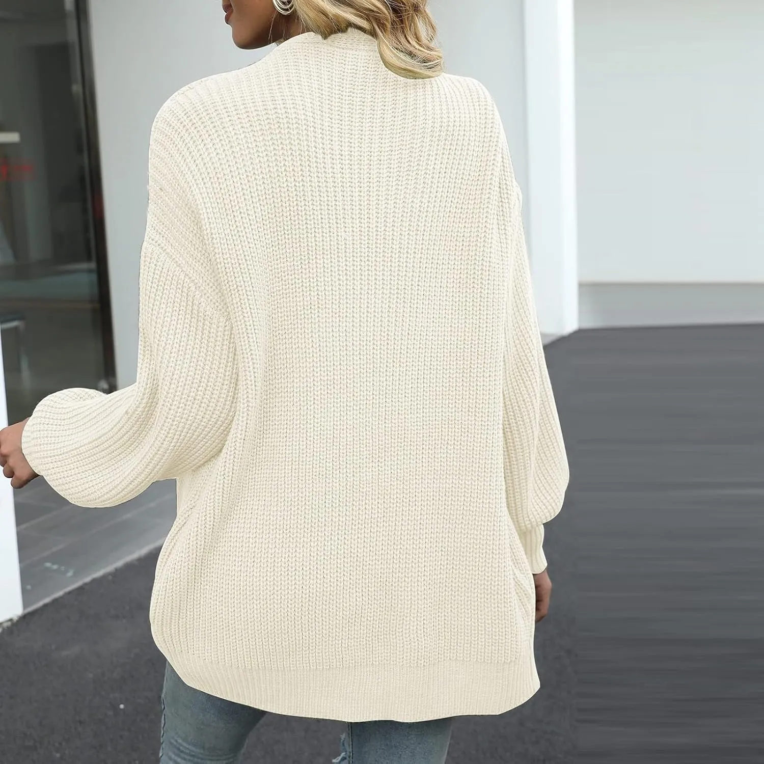 Chunky Cardigan Sweaters for Women Loose Fit Open Front Cardigan Oversized Cable Knit Sweaters with Pockets