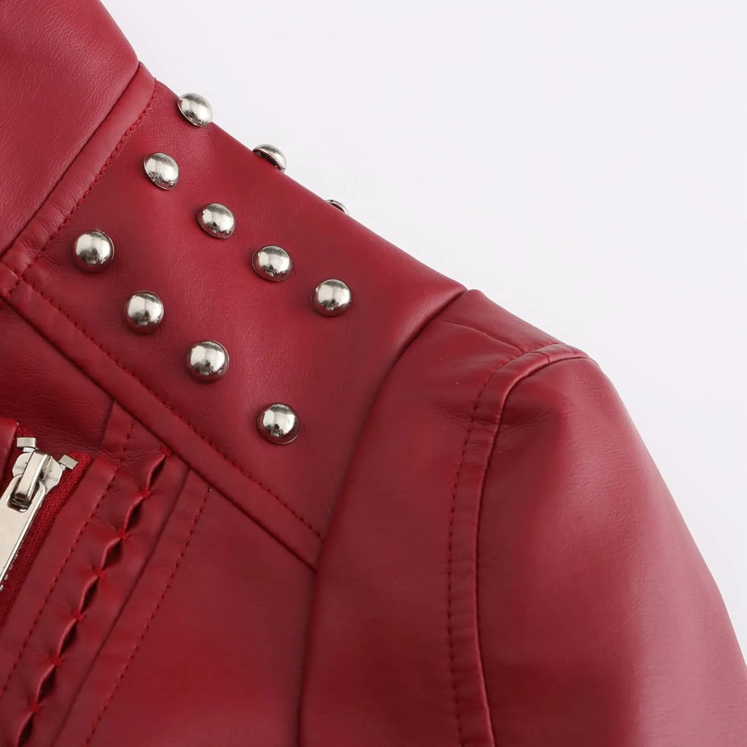 cooki Womens Fashion Slim Fit Zip up Faux Leather Biker Jacket Faux Leather Moto Jacket Casual Short PU Biker Coats