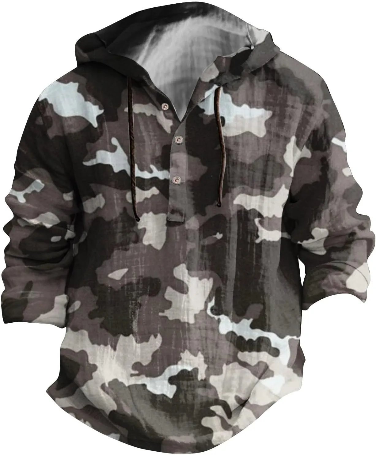 Cotton Linen Hoodie for Men Men's Casual Fashion Hooded Spring and Autumn Long Sleeve 3D Plaid Long Men's