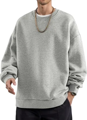COZYPOIN Crewneck Sweatshirt for Men Long Sleeve Comfort Breathable Midweight Workout Casual Pullover Basic Sweatshirts