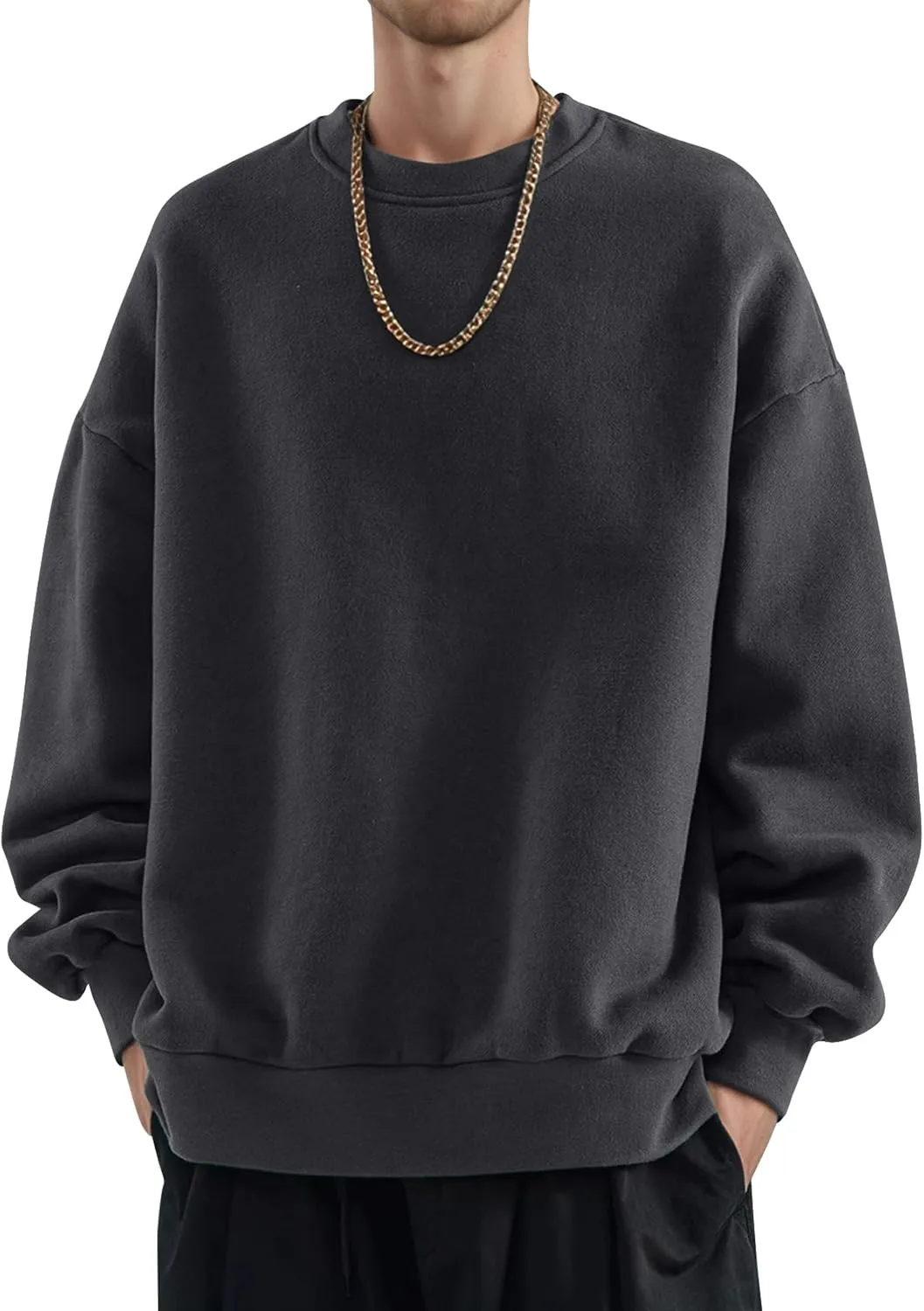 COZYPOIN Crewneck Sweatshirt for Men Long Sleeve Comfort Breathable Midweight Workout Casual Pullover Basic Sweatshirts