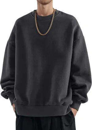 COZYPOIN Crewneck Sweatshirt for Men Long Sleeve Comfort Breathable Midweight Workout Casual Pullover Basic Sweatshirts