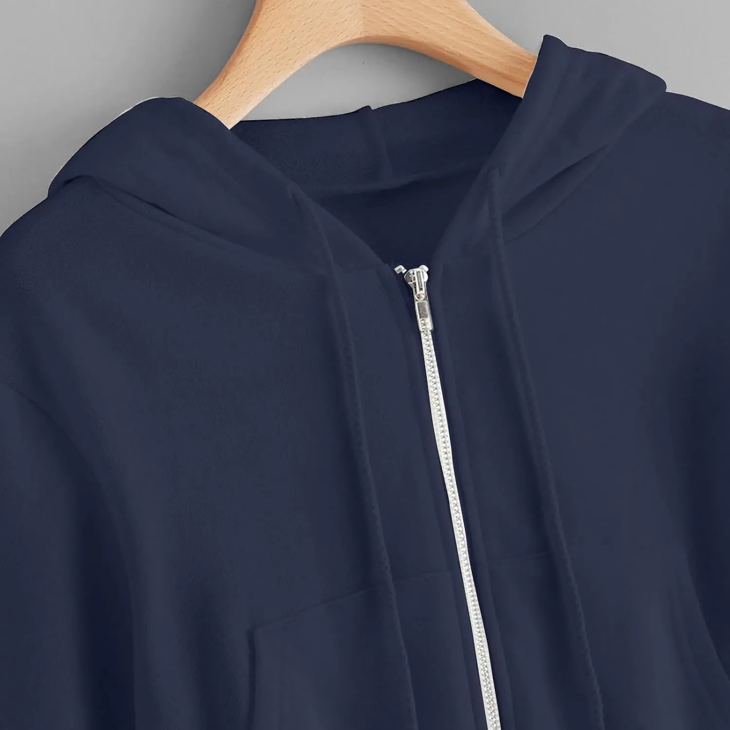 Cropped Hooded Sweatshirts for Women Fleece Full Zip Up Hoodies 90S Long Sleeve Y2k Clothes Jacket Top with Pockets
