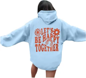cropped sweatshirt Graphic Hoodies Womens Oversized Pullover Fleece Sweaters Loose Comfort Sweatshirts Long Sleeve Preppy Hoodies, Dark Purple-21, XX-Large