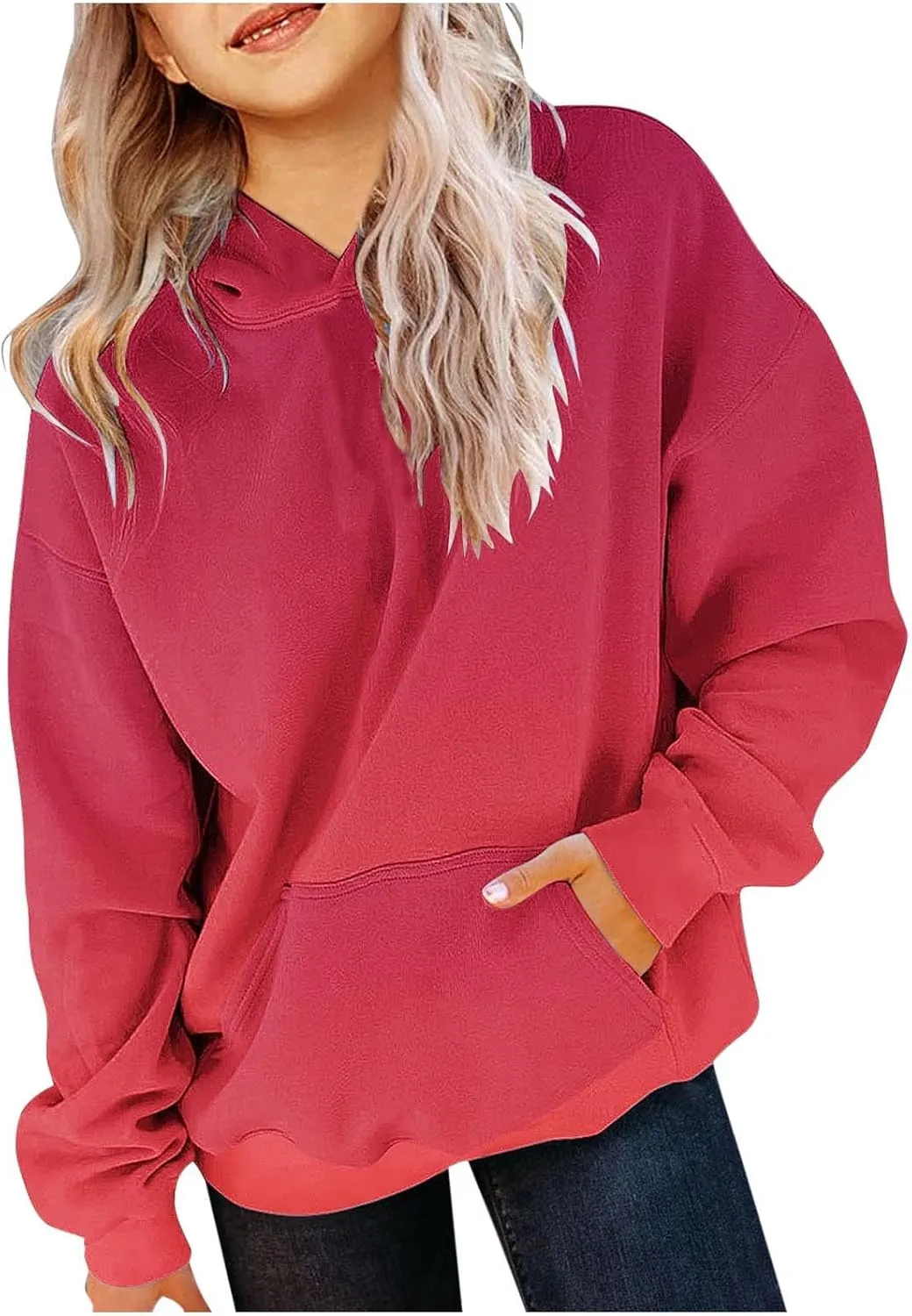 Cute Hoodies For Girls Oversized Long Sleeve Sweatshirt Gradient Teen Girls Pullover Tops 2-13 Years