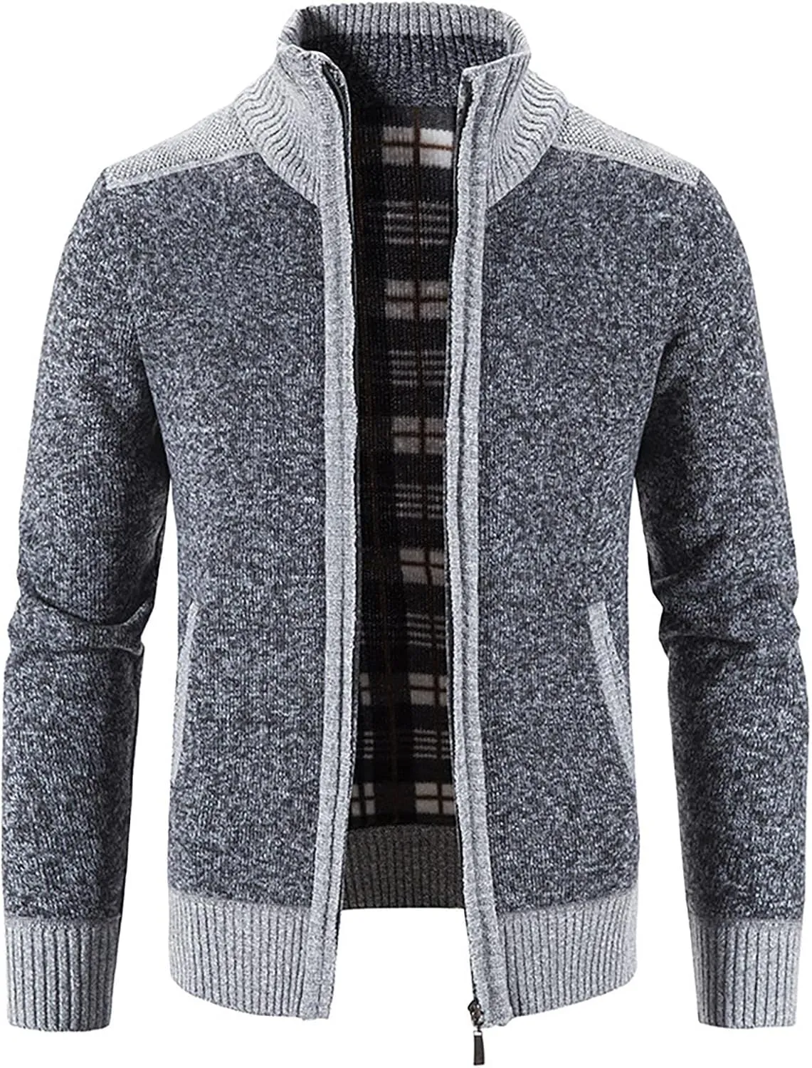 DuDubaby Autumn and Winter Men's Fashion Loose Cardigan Warm Lapel Hooded Jacket Sweater