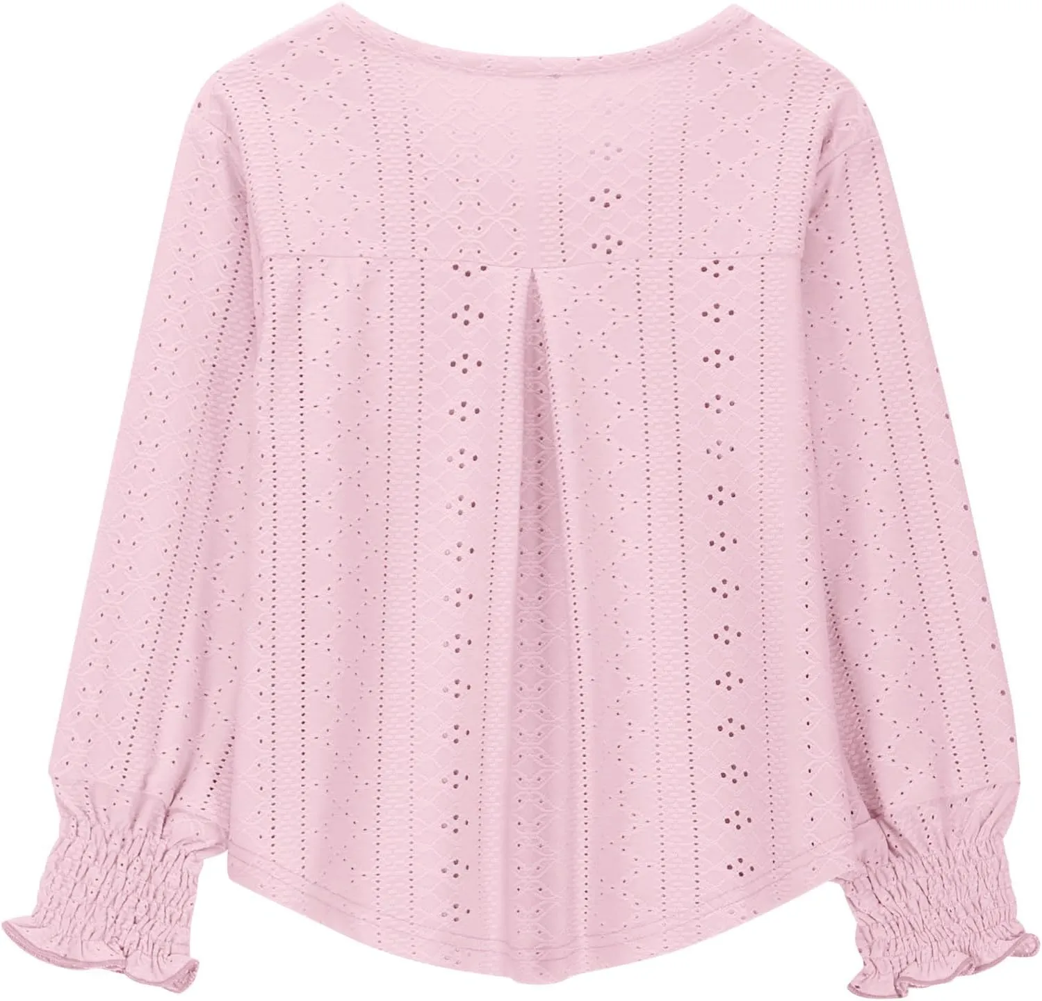 Eyelet Lace Sweatshirt Girls Long Sleeve Crewneck Lightweight Pullover Relaxed Casual Daily Cute Essential