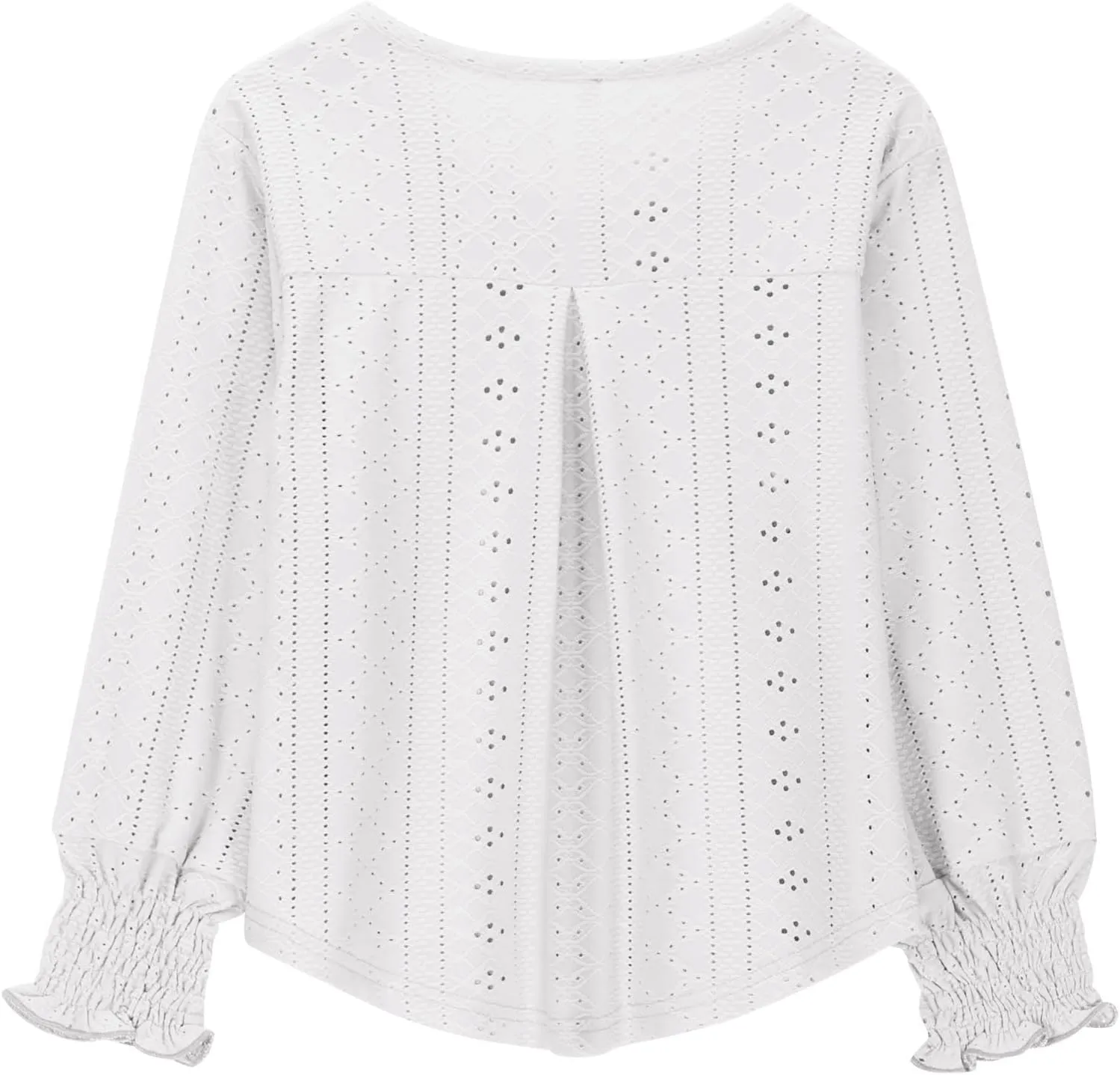 Eyelet Lace Sweatshirt Girls Long Sleeve Crewneck Lightweight Pullover Relaxed Casual Daily Cute Essential