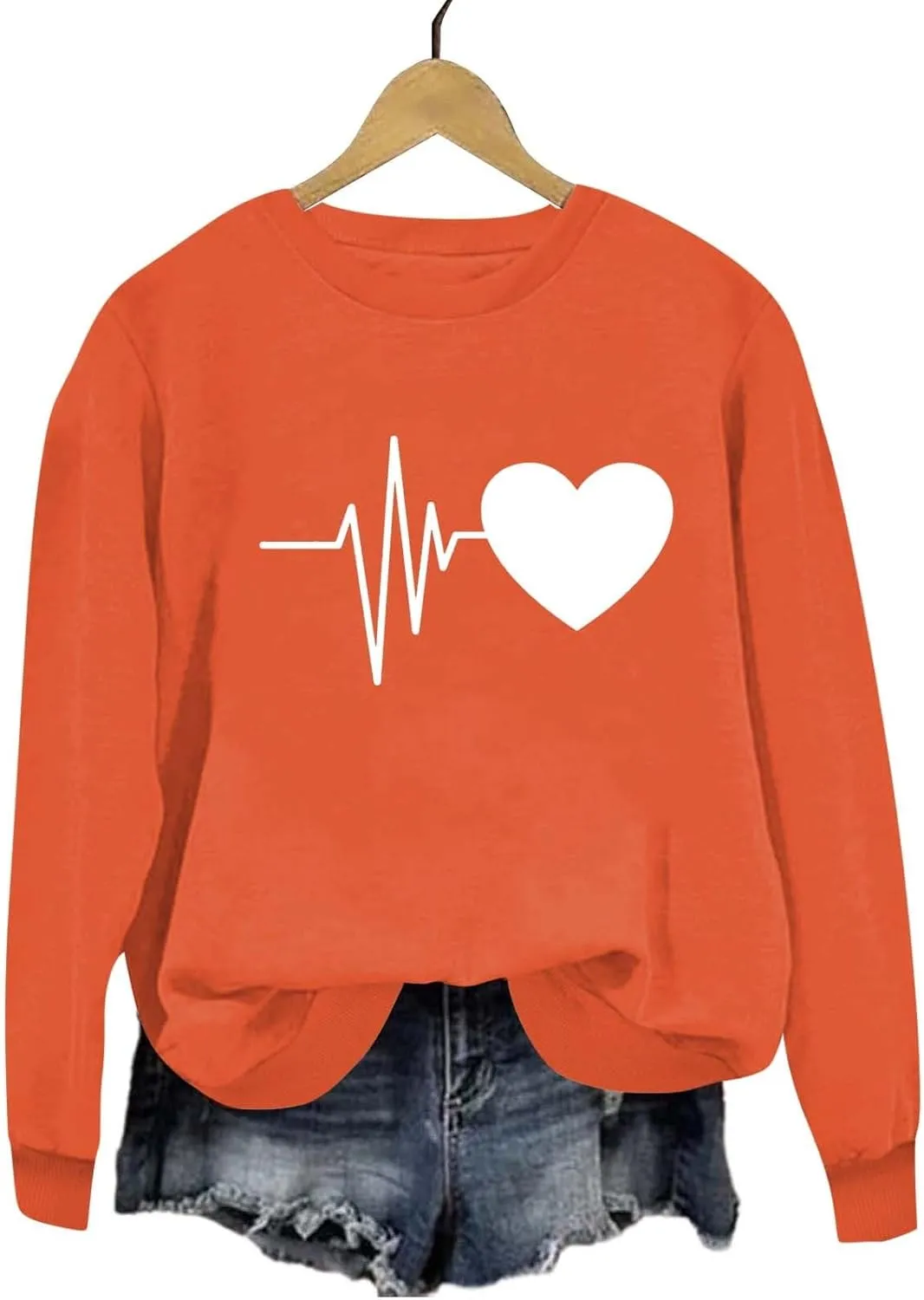 Fall Sweatshirts for Women Fahion Graphic Long Sleeve Round Neck Knit Hem Pullovers Casual Lightweight Workout Tops