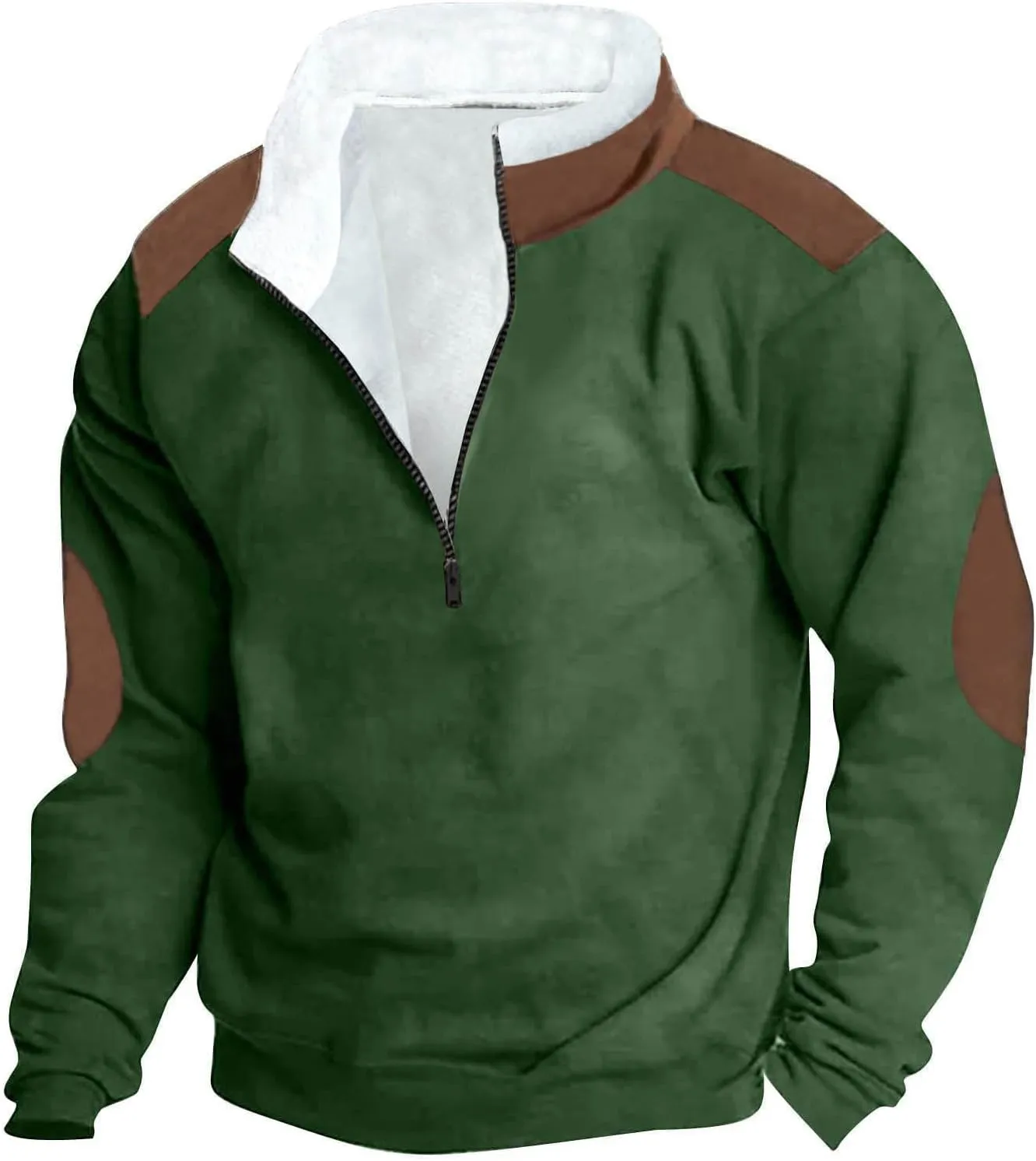 Fashion Quarter Zip Sweatshirts for Men Fleece Winter Casual Pullover Tops Long Sleeve Stand Collar Sweatshirt