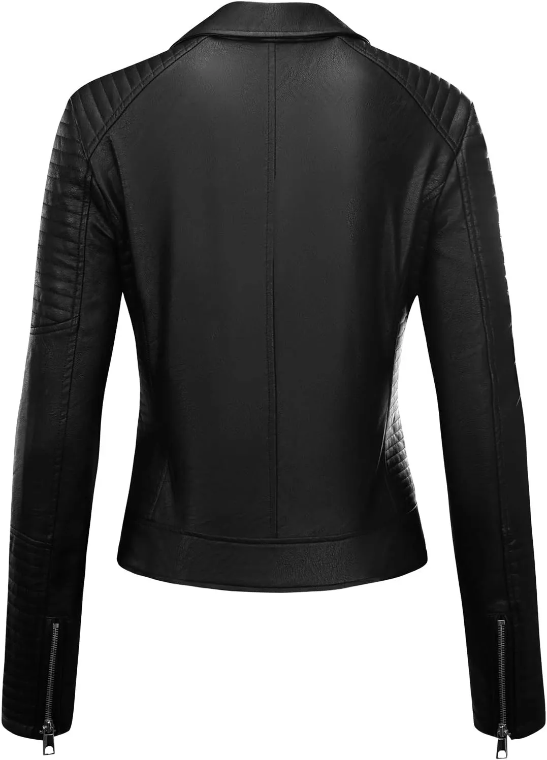 FIRST WAY Faux Leather Jackets for Women, Black Vegan Jackets Moto Biker Motorcycle Coat