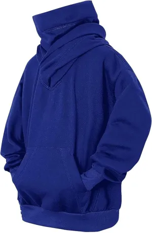 Fleece Hoodies for Men, Cowl Neck Sweatshirts Casual Long Sleeve Pullover Fall Winter Warm Loose Fit Solid Tops