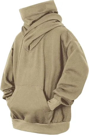 Fleece Hoodies for Men, Cowl Neck Sweatshirts Casual Long Sleeve Pullover Fall Winter Warm Loose Fit Solid Tops