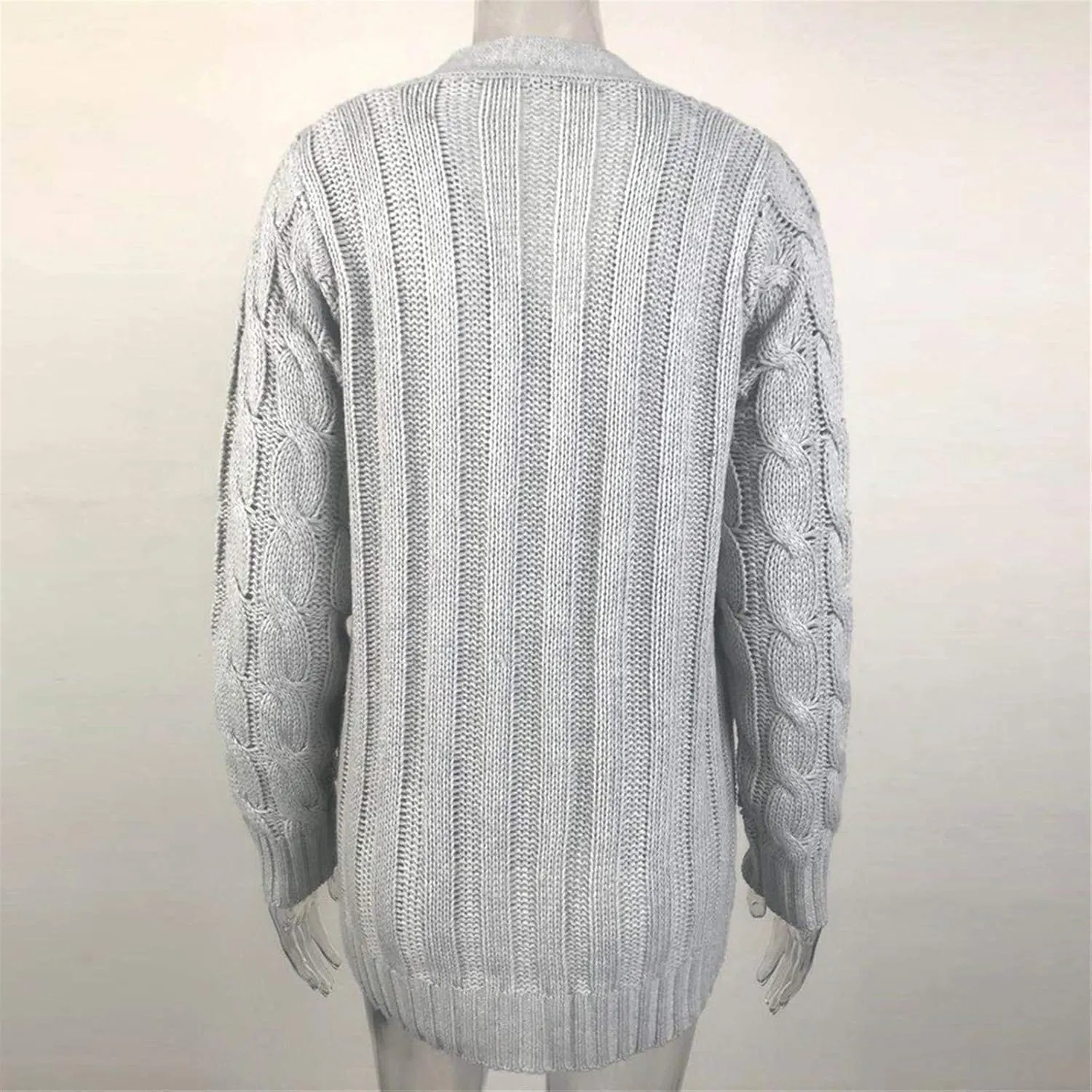 FMCHICO Women Open Front Cardigan Sweater Button Down Knit Sweater Coat