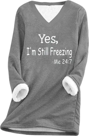 Fuzzy Fleece Lined Sweatshirts for Women 2023 Cozy Winter Pullover Sweater Tops v Neck Plus Size Loose Long Loungewear