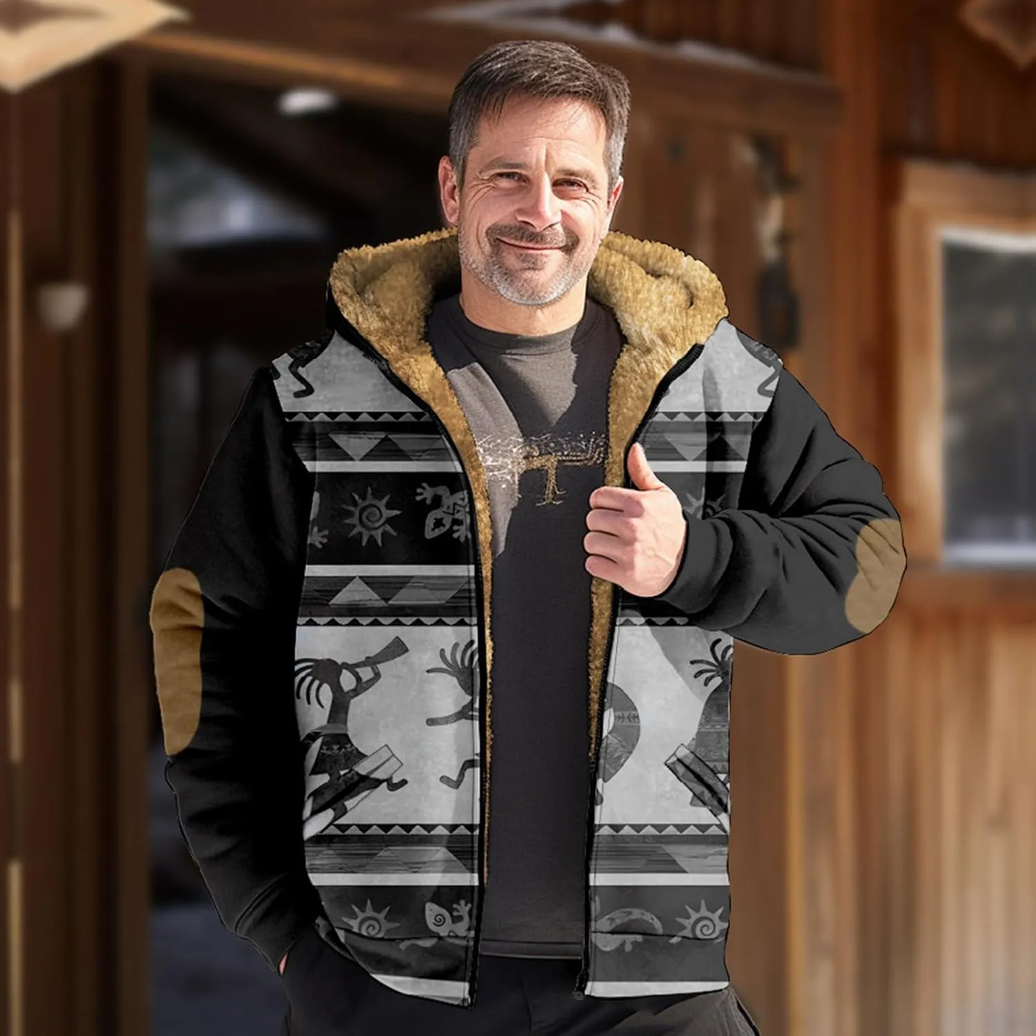 Gentle Loose Novelty Sweatshirts Long Sleeve Zipper Hooded Relaxed Coat Outerwear Jackets for Men